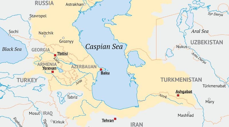 Map of the area around the Caspian Sea, the yellow area indicates the approximate drainage area. Credit: Redgeographics, Wikipedia Commons