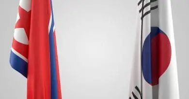 Flags of North Korea and South Korea