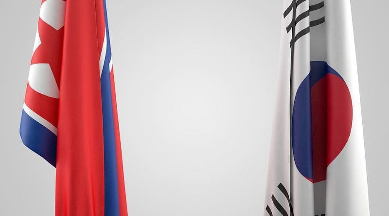 Flags of North Korea and South Korea