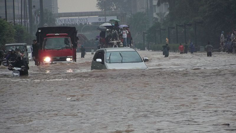 File photo of flooding in Jakarta, Indonesia. Photo Credit: VOA Indonesian Service, Wikipedia Commons