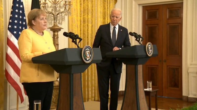 German Chancellor Angela Merkel with US President Joe Biden. Photo Credit: White House video screenshot