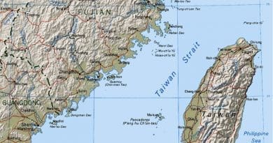 Map of the Taiwan Strait. Credit: CIA World Factbook