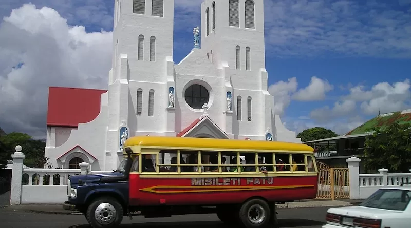 Bus Church Samoa Exotic South Sea