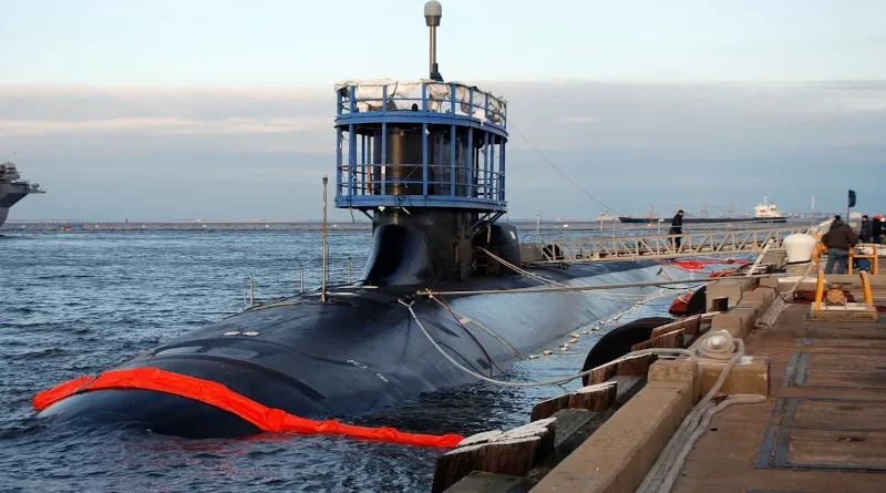 The Virginia-class attack submarine USS New Mexico moored at Naval Station Norfolk. Photo Credit: Navy Lt. Patrick Evans