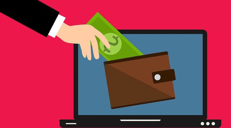 Electronic Wallet Laptop Money Withdraw Deposit