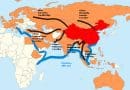 China's Belt and Road Initiative (BRI). China in Red, the members of the Asian Infrastructure Investment Bank in orange. Credit: Lommes, Wikipedia Commons