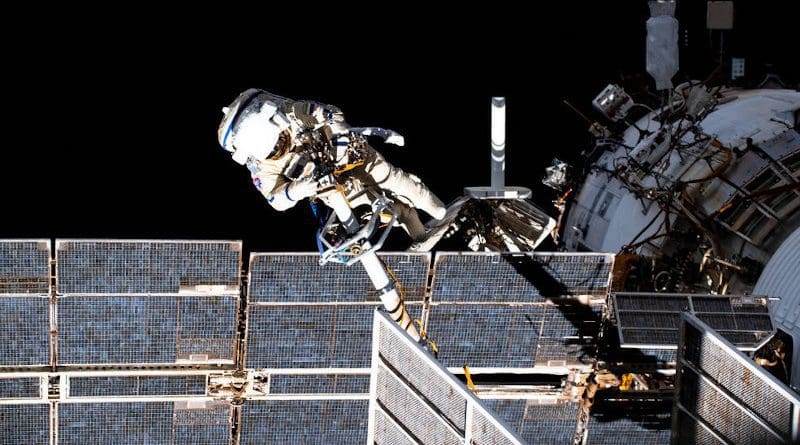 Expedition 65 flight engineer and Roscosmos cosmonaut Pyotr Dubrov, pictured during a spacewalk to perform work on the Pirs docking compartment. Credits: NASA