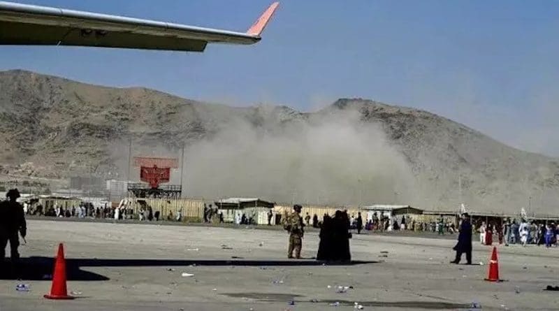 A bomb explodes outside Hamid Karzai International Airport in Kabul, Afghanistan. Photo Credit: Fars News Agency