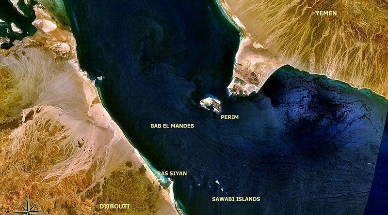 Location of Perim Island offshore Yemen, which belongs to Bab al-Mandab District, Aden Governorate. Credit: Wikipedia Commons