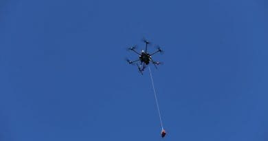 Drone delivers defibrillator in response to an alert of suspected cardiac arrest. Credit: Andreas Claesson.