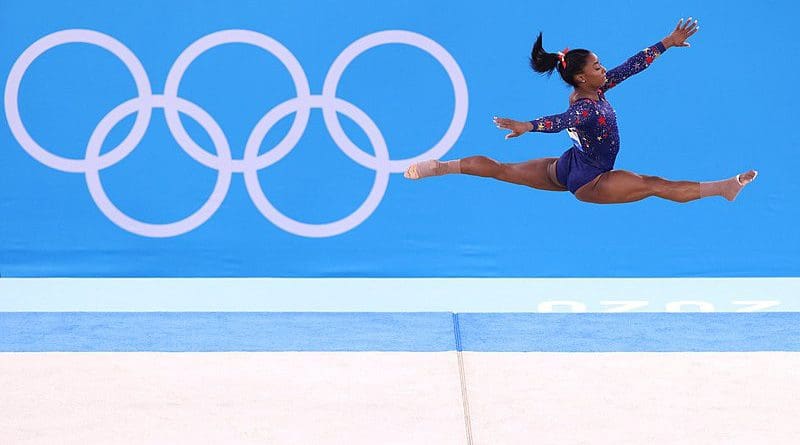 Simone Biles at the 2020 Summer Olympics. Photo Credit: Secretaría de Deportes, Wikipedia Commons