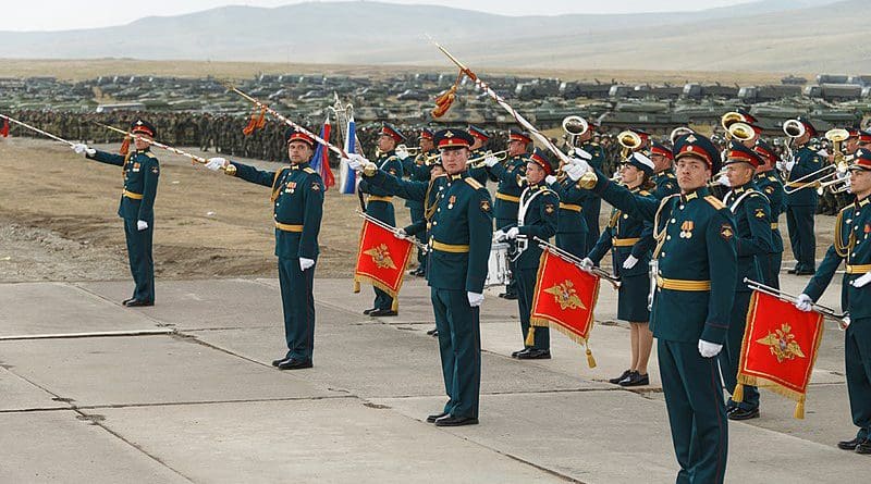 The Military Band of the Eastern Military District during the opening parade of Vostok 2018 joint military exercises with Russia, China and Mongolia. Photo Credit: Mil.ru