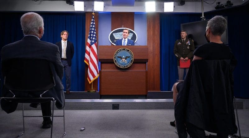 Pentagon Press Secretary John F. Kirby holds a press briefing on Afghanistan with Army Maj. Gen. William D. “Hank” Taylor and Garry Reed, director of DOD's Afghanistan crisis action group, at the Pentagon. Photo Credit: Lisa Ferdinando, DOD