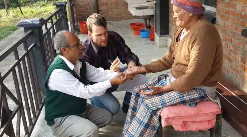 A leprosy patient is examined at Anandaban Hospital in Lalitpur, Nepal. The hospital is run by The Leprosy Mission International in a country where leprosy is still prevalent. (Photo: Tom Bradley/The Leprosy Mission International)