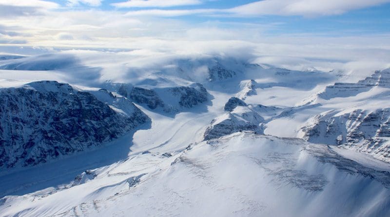 Ice capped and snow-covered mountains of coastal west Greenland. (Apr. 2015) Image credit: Matthew Osman © Woods Hole Oceanographic Institution