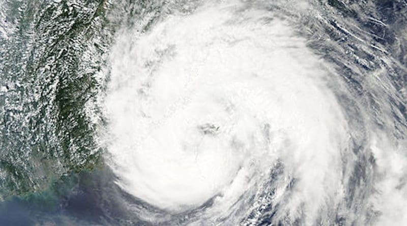 Typhoon Soudelor over the Taiwan Strait on August 8, 2015. Photo Credit: NASA