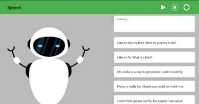 A team led by University of Washington studied whether hanging out with conversational agents, such as Alexa or Siri, could affect the way children communicate with their fellow humans. For the first part of the study, children spoke to a simple animated robot or cactus on a tablet screen that also displayed the text of the conversation. Shown here is a screenshot of a prototype of the interface. CREDIT: University of Washington