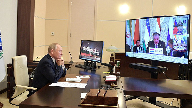 Russia's President Vladimir Putin attends Shanghai Cooperation Organization (SCO) videoconference. Photo Credit: Kremlin.ru