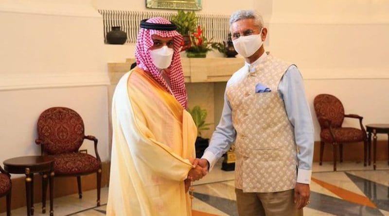 Saudi FM Prince Faisal bin Farhan and India’s FM Subrahmanyam Jaishankar meet in New Delhi. (@DrSJaishankar)