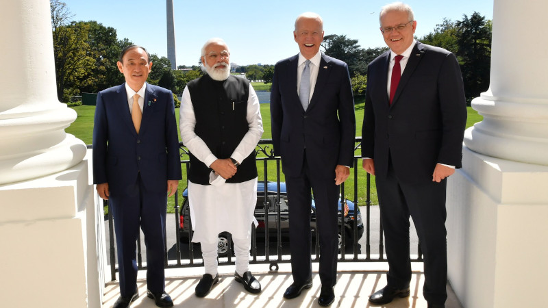 Japanese Prime Minister Yoshihide Suga, Indian Prime Minister Narendra Modi, US President Joe Biden and Australian Prime Minister Scott Morrison at Quad Leaders meet in Washington D.C. Photo Credit: PM India