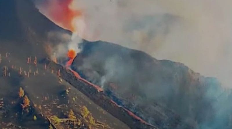 Screenshot of video footage showing the destruction of Saint Pius X Church in La Palma in the Canary Islands on Sept. 26, 2021./ ACI Digital