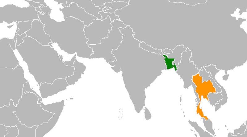 Locations of Bangladesh (green) and Thailand. Credit: Wikipedia Commons