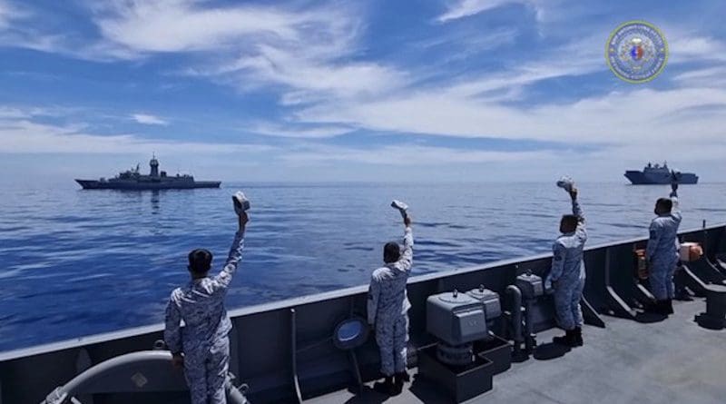 Royal Australian Navy vessels conduct exercises with the Philippine Navy’s FF151 frigate in the vicinity of Cabra Island in the Philippines, Sept. 27, 2021. [Courtesy Philippine Navy]