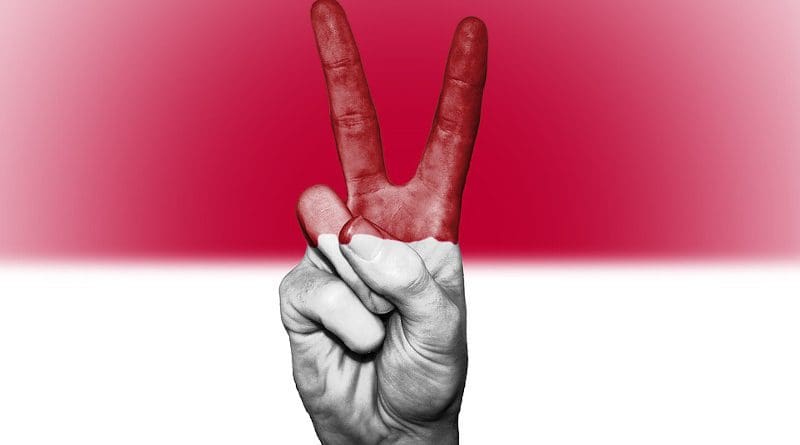 indonesia flag peace hand
