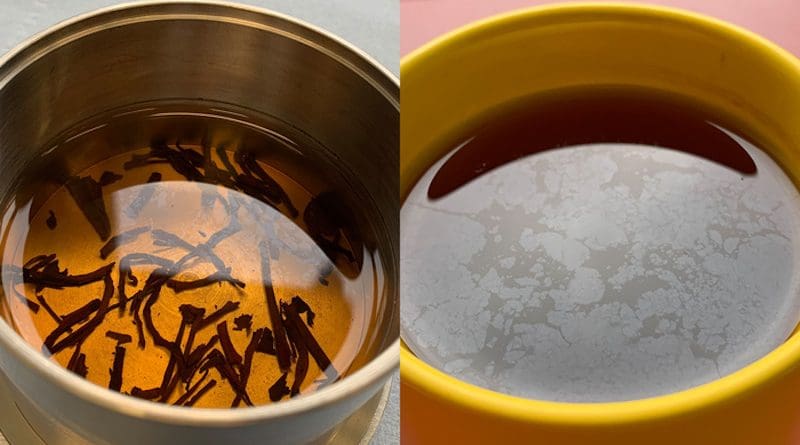 A thin film at the air-water interface is observable in a cup of tea. CREDIT: ETH Zürich, Department of Health Science and Technology, Institute of Food Nutrition and Health, Zürich, Switzerland