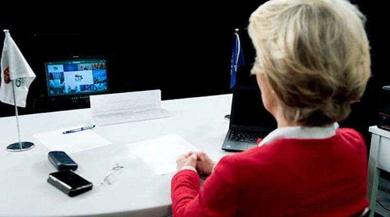 Ursula von der Leyen, President of the European Commission, at the G20 Leaders' Summit 2020. Photo: Etienne Ansotte / EC - Audiovisual Service, © European Union, 2021