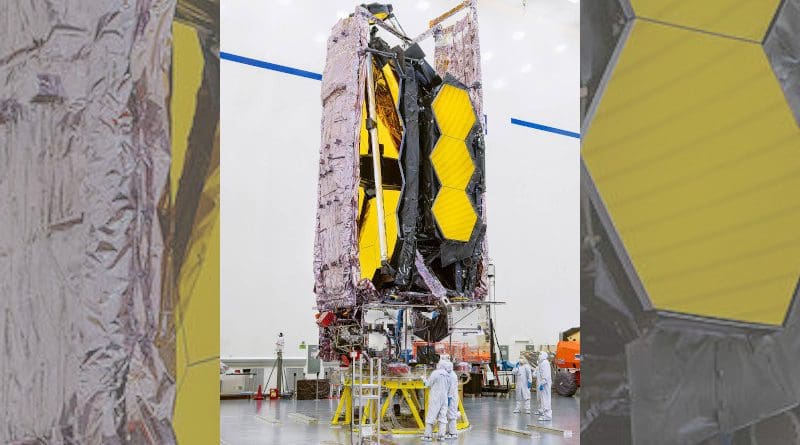 After successful completion of its final tests, NASA's James Webb Space Telescope is seen here being prepared for shipment to its launch site. Credits: NASA/Chris Gunn