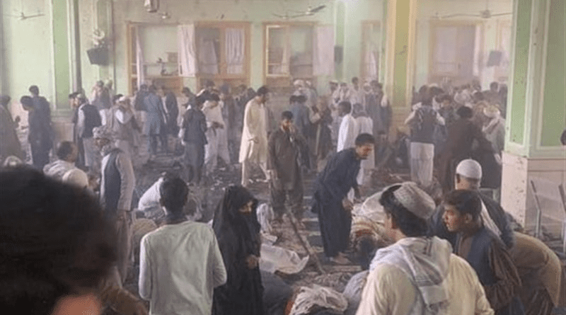 Aftermath of bomb attack on mosque in Kandahar, Afghanistan. Photo Credit: Tasnim News Agency