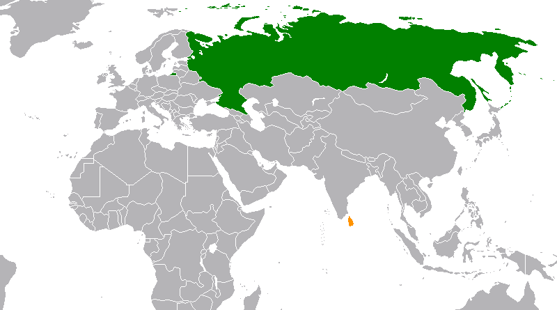 Locations of Russia and Sri Lanka. Credit: Wikipedia Commons