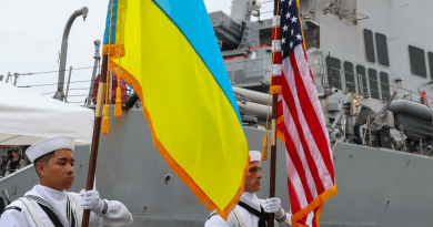 Flags of Ukraine and the United States. Photo Credit: US Embassy