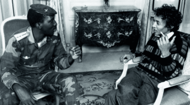 Captain Thomas Sankara and journalist Sennen Andriamirado in Paris in 1986. Pascal Maitre/Archives JA. Source: The African Report.