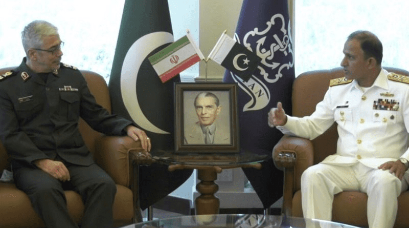Chief of Staff of the Iranian Armed Forces Major General Mohammad Hossein Baqeri with Chief of Naval Staff of Pakistan Muhammad Amjad Khan Niazi. Photo Credit: Tasnim News Agency