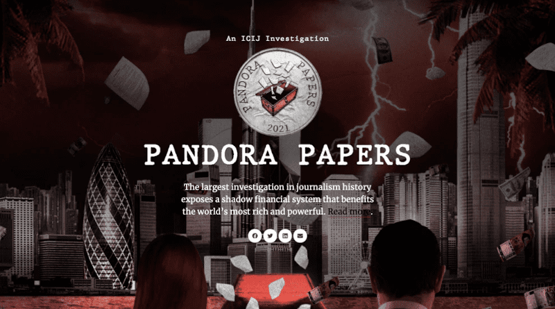 Pandora Papers. Credit: Screenshot of ICIJ.org website