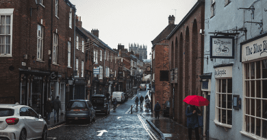 Street Buildings Town Road Pavement Cobble Paving York England United Kingdom