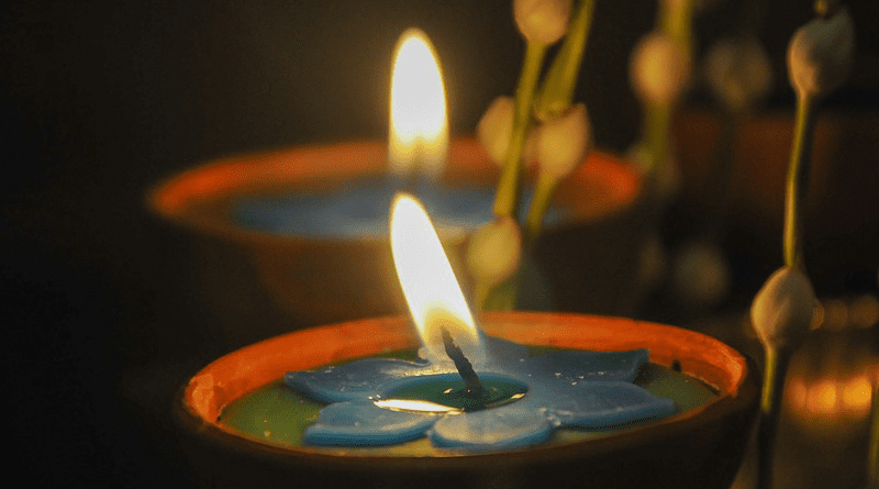 india Oil Lamp Burning Candles In Buddhist Temple Burn