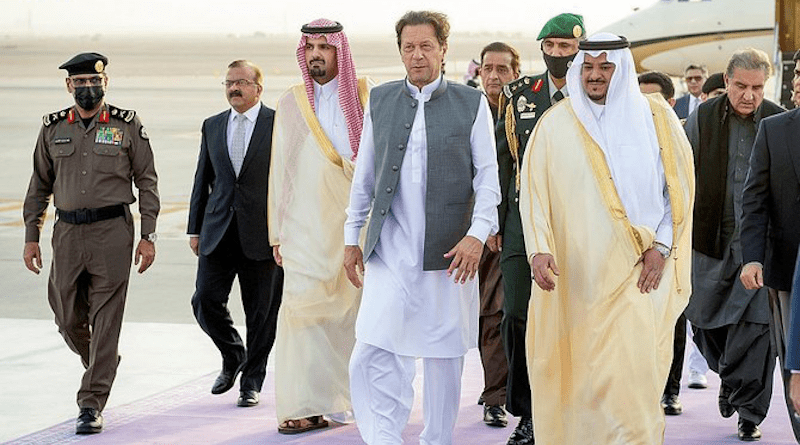 Pakistan’s Prime Minister Imran Khan arrives at King Khalid International Airport in Riyadh on Sunday. (SPA)