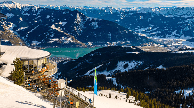 Austria Alps Landscape Mountains Sky Panorama Hotel Cold Snow