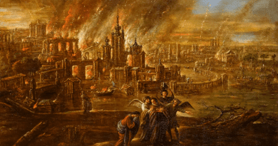 Sodom and Gomorrah afire by Jacob de Wet II, 1680. Credit: Wikipedia Commons