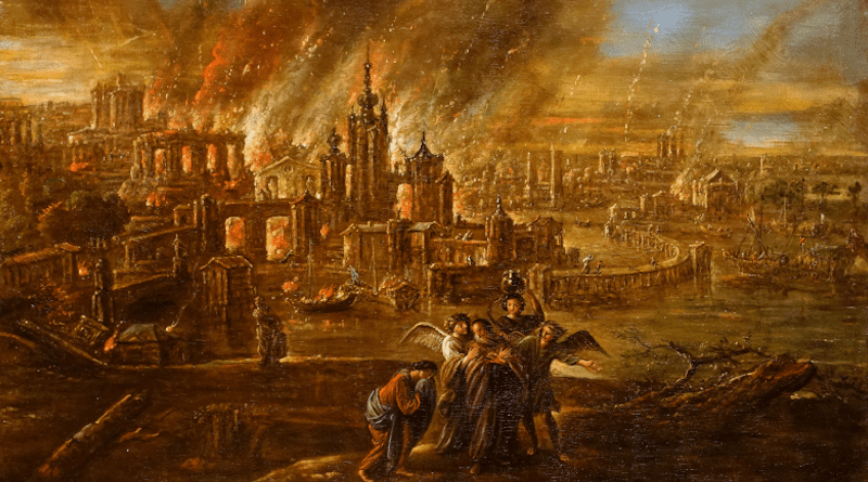 Sodom and Gomorrah afire by Jacob de Wet II, 1680. Credit: Wikipedia Commons