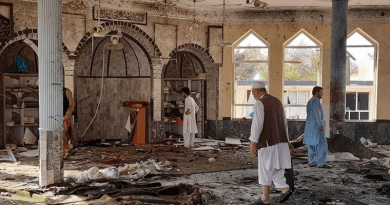 Aftermath of bomb attack on a Shiite mosque in the Afghan city of Kunduz. Photo Credit: Tasnim News Agency