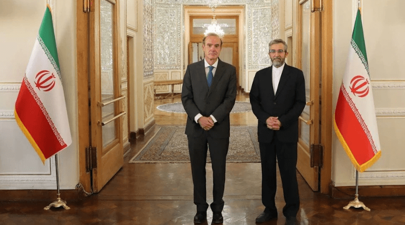The EU's chief negotiator on the Iranian nuclear deal, Enrique Mora (left), poses with Ali Bagheri, Iran's chief negotiator. (IRNA, file photo)