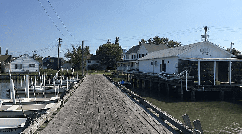 Tangier, Virginia, seen from the County Dock Photo Credit: Seriousresearcher13, Wikipedia Commons