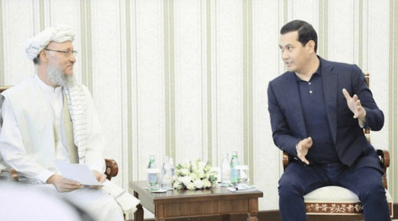 Uzbekistan’s Deputy Prime Minister and Minister of Trade and Investments Sardor Umurzakov and Deputy Prime Minister in the Taliban Government Abdul Salam Hanafi discuss bilateral economic cooperation in Termez, Uzbekistan, October 16, 2021 (Source: Mift.uz) (Source: Mift.uz)