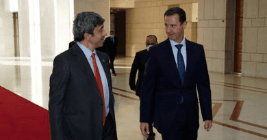UAE Foreign Minister Sheikh Abdullah bin Zayed with Syria’s President Bashar Assad in Damascus. (SANA)