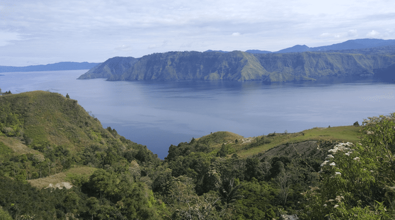 Photo of Lake Toba in Sumatra and its island created by the accumulation of magma in the volcano’s magma reservoir. CREDIT: © UNIGE