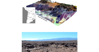 Deposits of dark silicate glass are strewn across a 75-kilometer corridor in the Atacama Desert in northern Chile. New research shows that those glasses were likely formed by the heat of an ancient comet exploding above the surface. CREDIT: P.H. Schultz/Brown University